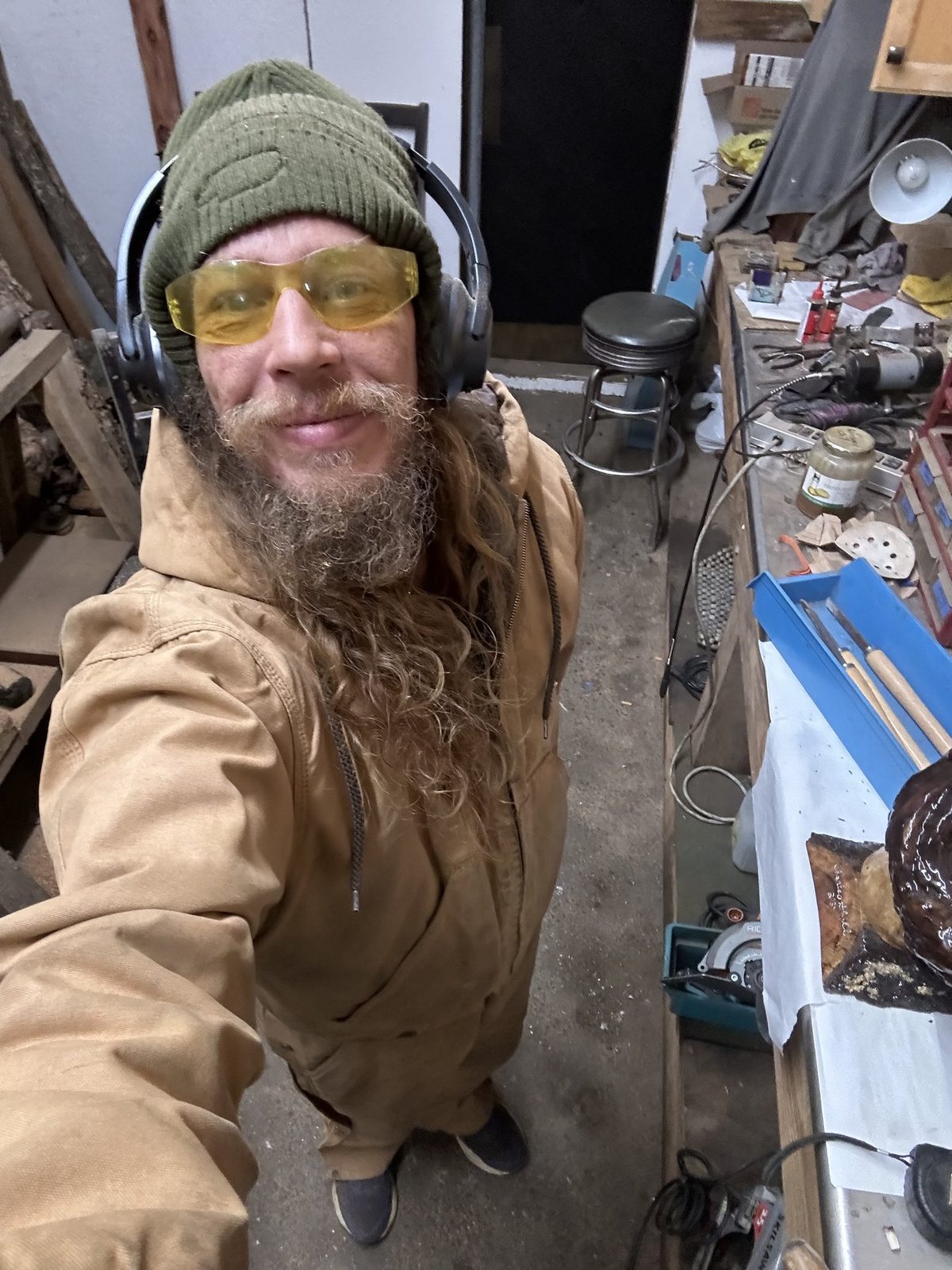 At the bench, mid build